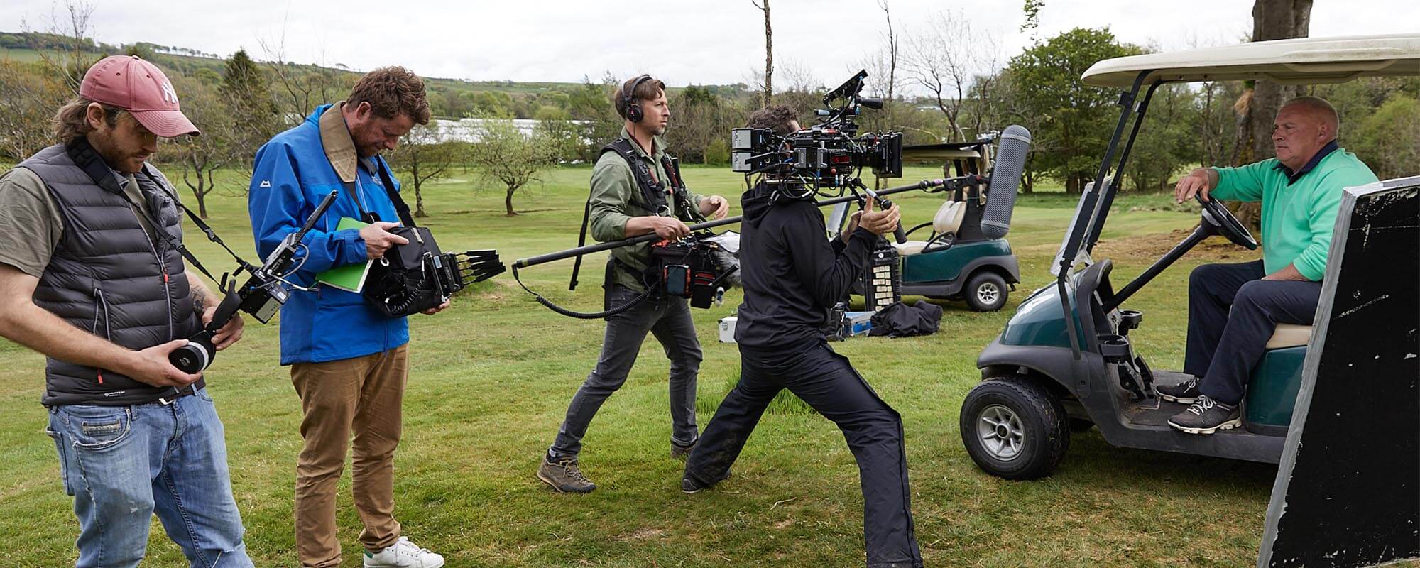 Film crew on a golf course