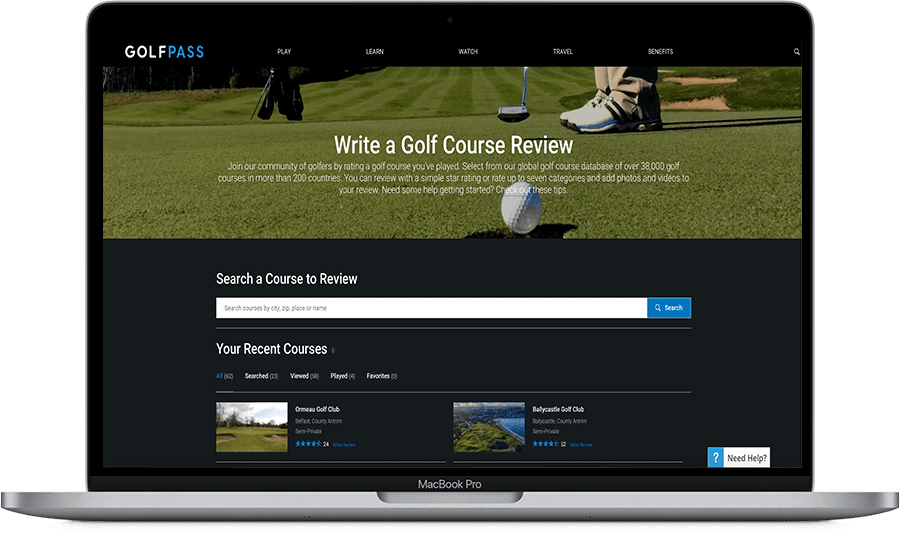 GolfPass on a laptop